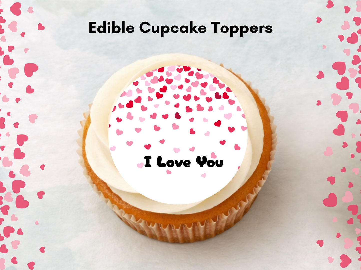 I Love You Edible Cupcake Toppers 12 x 2", Valentine's Day Cake Toppers