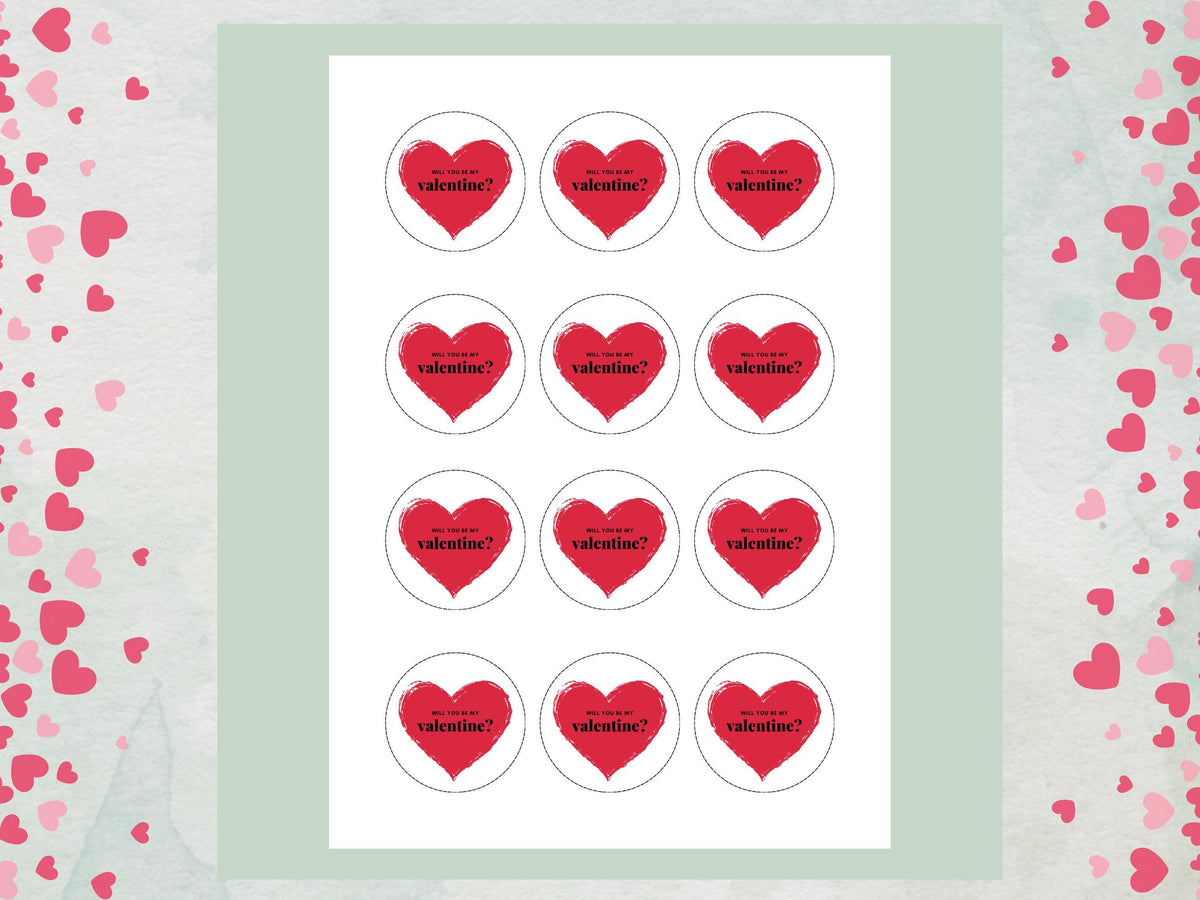 Heart Valentines Day Edible Cupcake Toppers, Will You Be My Valentine Toppers