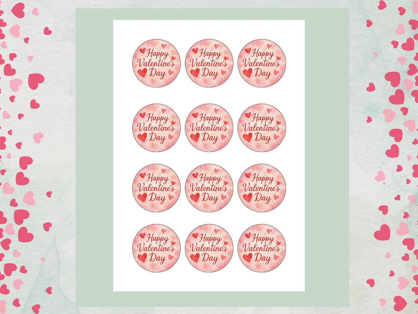 Happy Valentines Day Edible Cupcake Toppers 12 x 2"