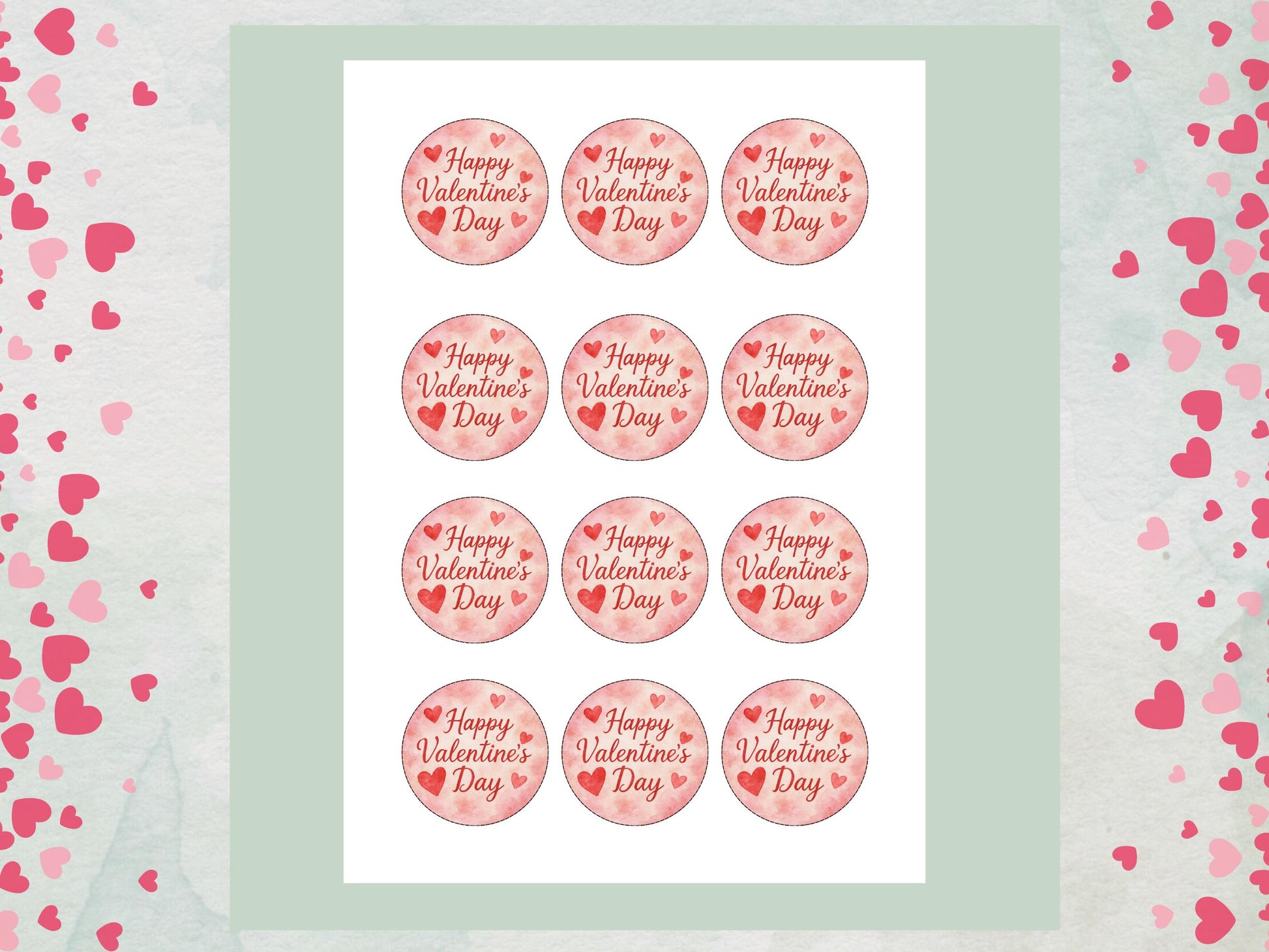 Happy Valentines Day Edible Cupcake Toppers 12 x 2"