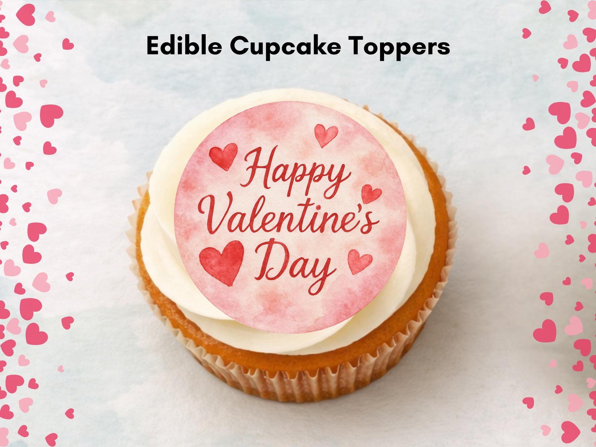 Happy Valentines Day Edible Cupcake Toppers 12 x 2"
