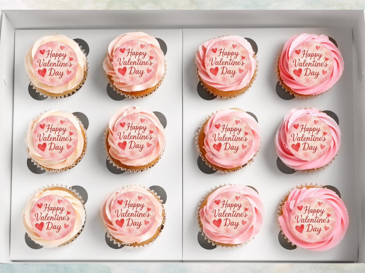Happy Valentines Day Edible Cupcake Toppers 12 x 2"
