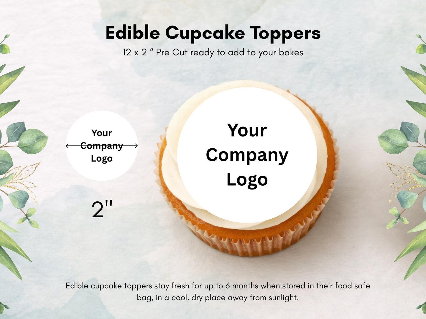 Company Logo Edible Cupcake Toppers, Personalized image toppers