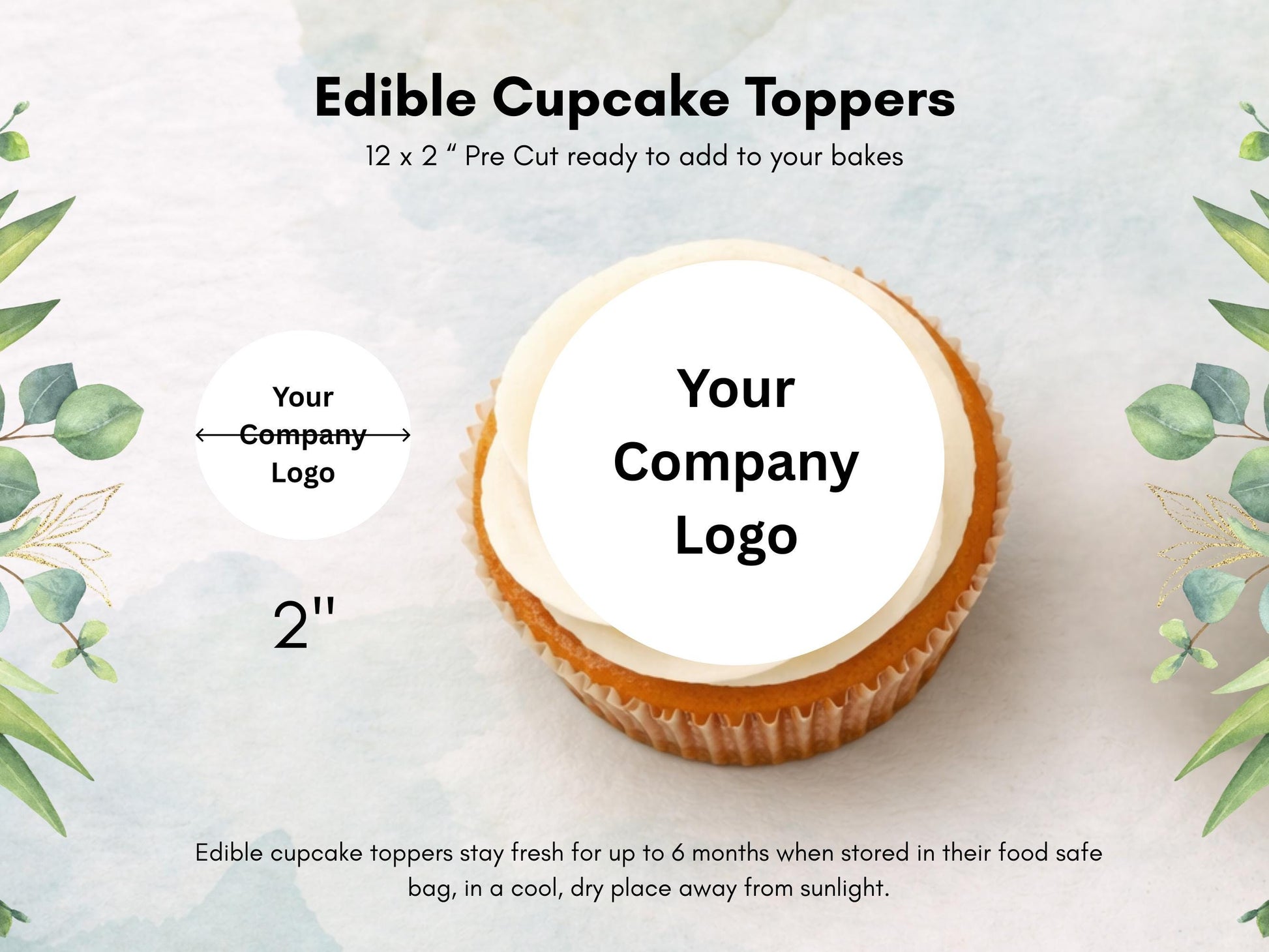 Company Logo Edible Cupcake Toppers, Personalized image toppers
