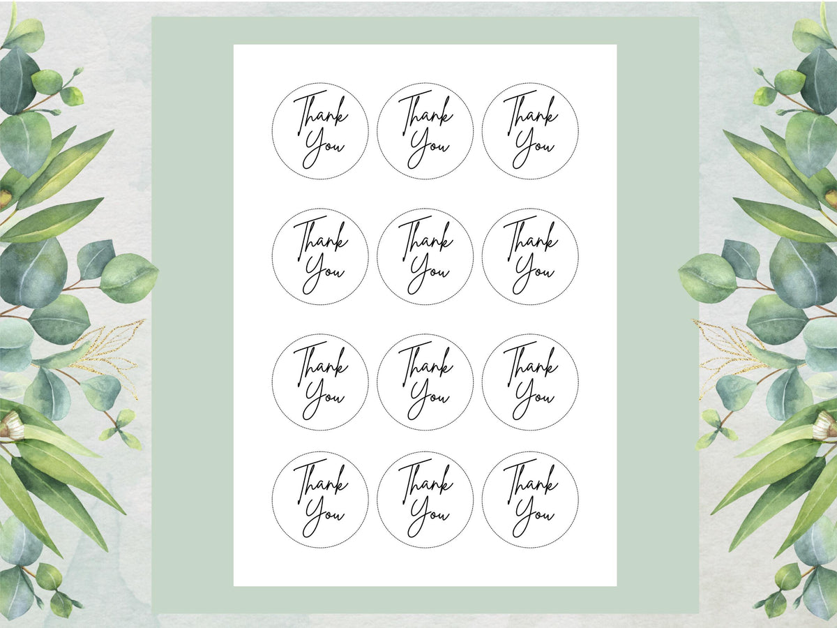 Thank You Edible Cupcake Toppers – 12 x 2" Wafer Paper, Card, or Icing (Pre-Cut)