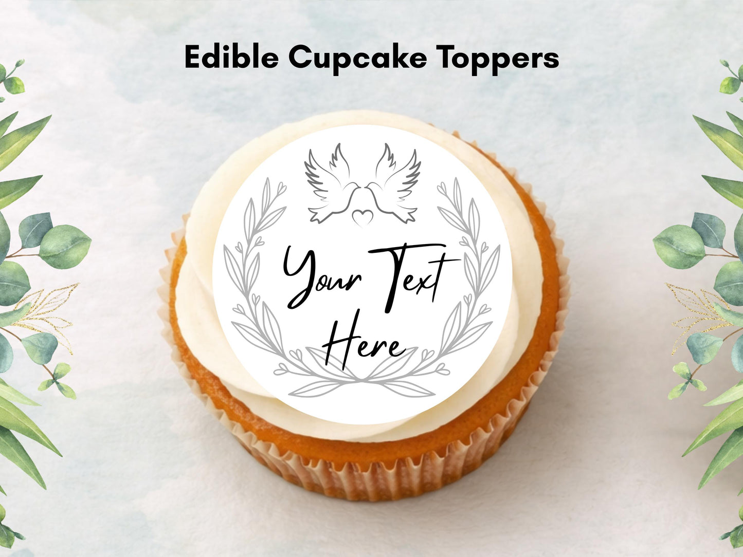 Personalized Christening Edible Cupcake Toppers – Wafer, Card, or Icing