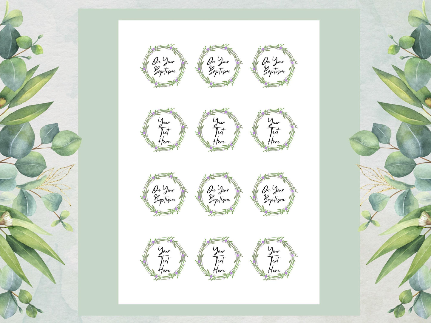 Personalized Edible Cupcake Toppers – Christening, Baptism (Pre-Cut 2")