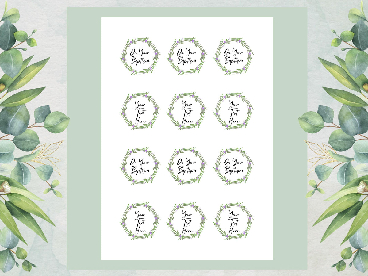 Personalized Edible Cupcake Toppers – Christening, Baptism Cake Decoration