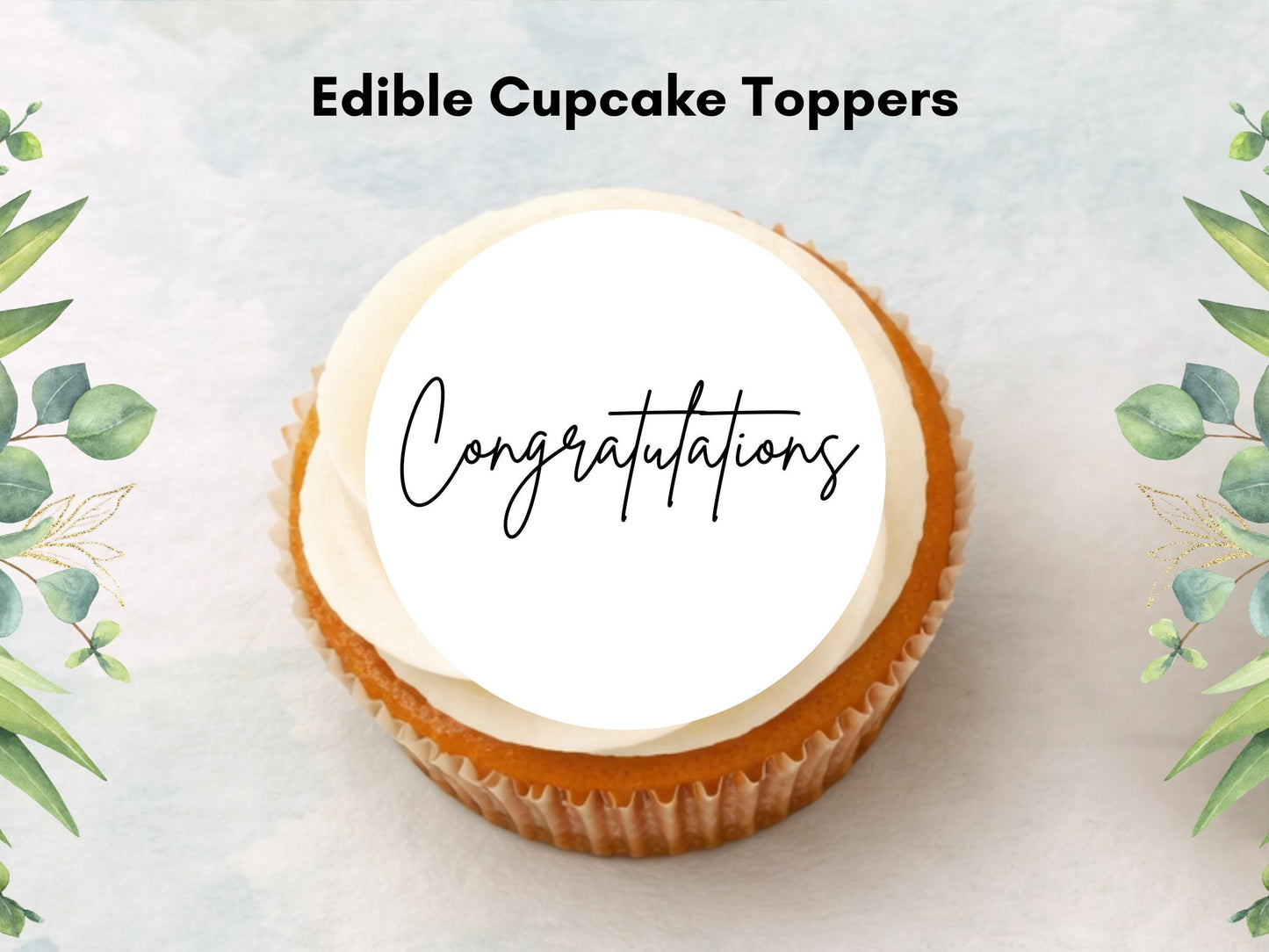 Congratulations Edible Cupcake Toppers – Precut Wafer Paper, Card, or Icing