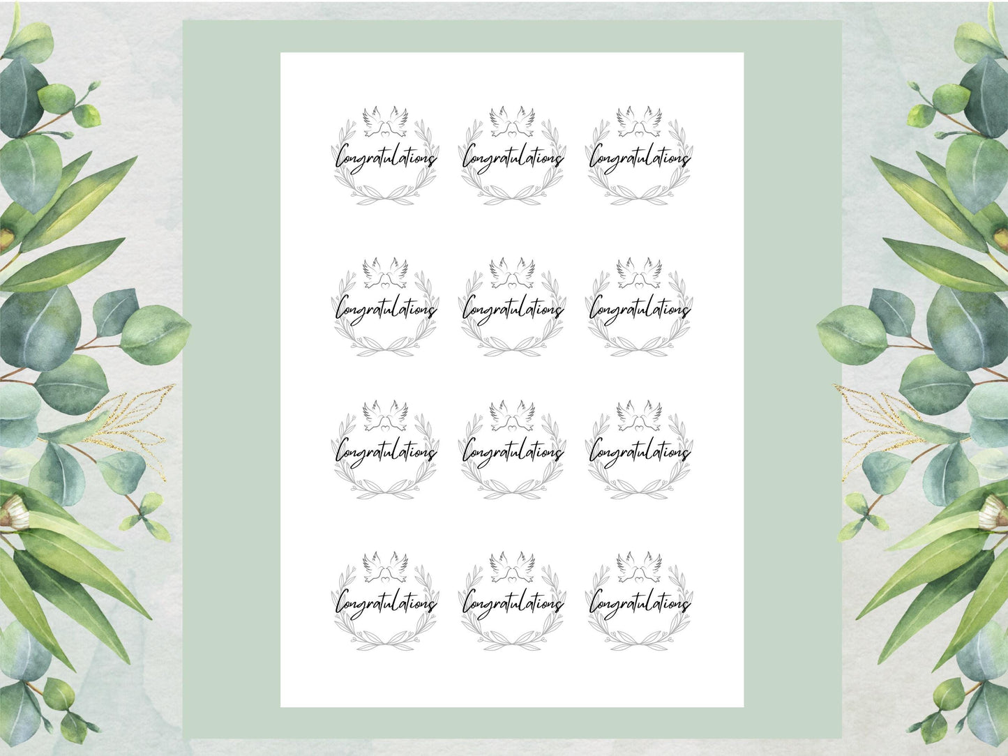 Congratulations Edible Cupcake Toppers 12 x 2" Precut Wafer Paper, Card or Icing Sheet