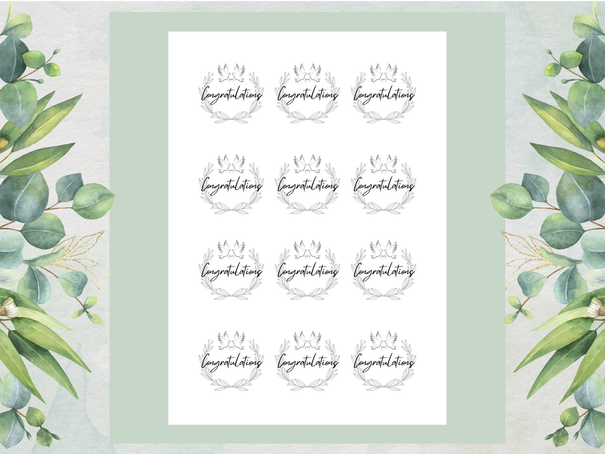 Congratulations Edible Cupcake Toppers 12 x 2" Precut Wafer Paper, Card or Icing Sheet