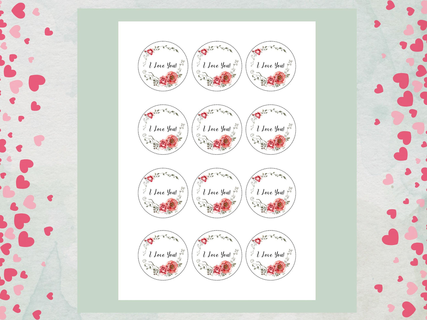 I Love You Edible Cupcake Toppers 12 x 2", Valentine's Day Cake Toppers