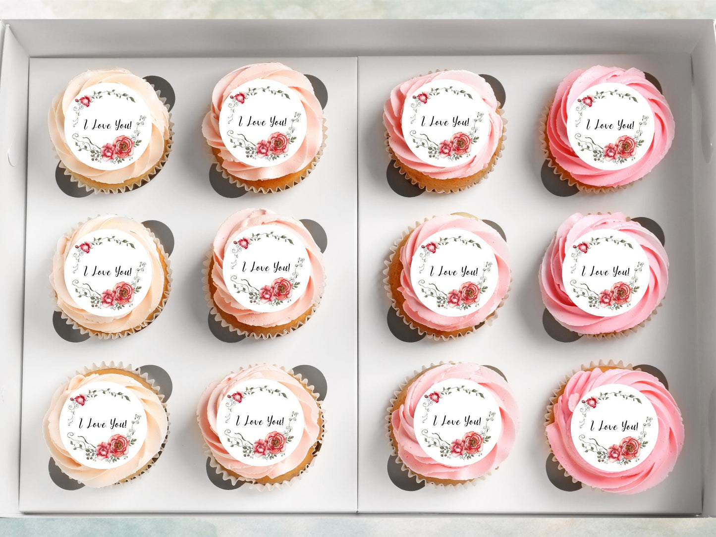 I Love You Edible Cupcake Toppers 12 x 2", Valentine's Day Cake Toppers