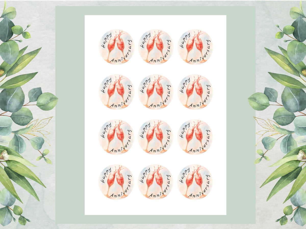 Happy Anniversary Edible Cupcake Toppers – Anniversary Cake Decoration