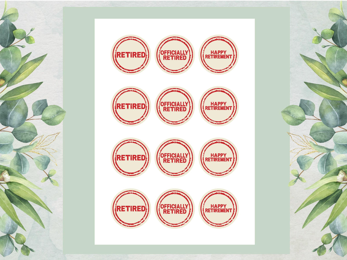Retirement Edible Cupcake Toppers 12 x 2" Precut Wafer Paper, Card or Icing Sheet