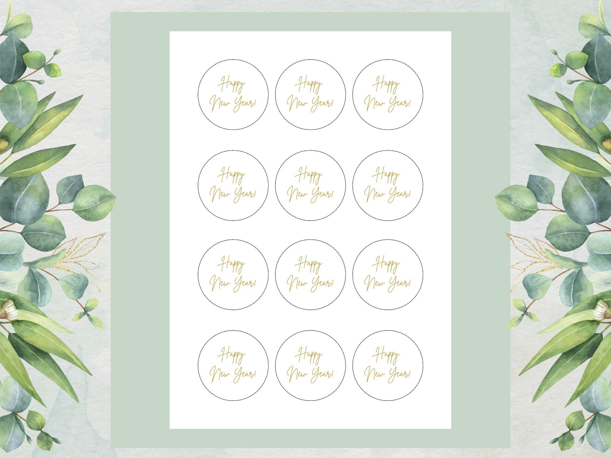 Happy New Year Edible Cupcake Toppers – Pre-Cut 2"