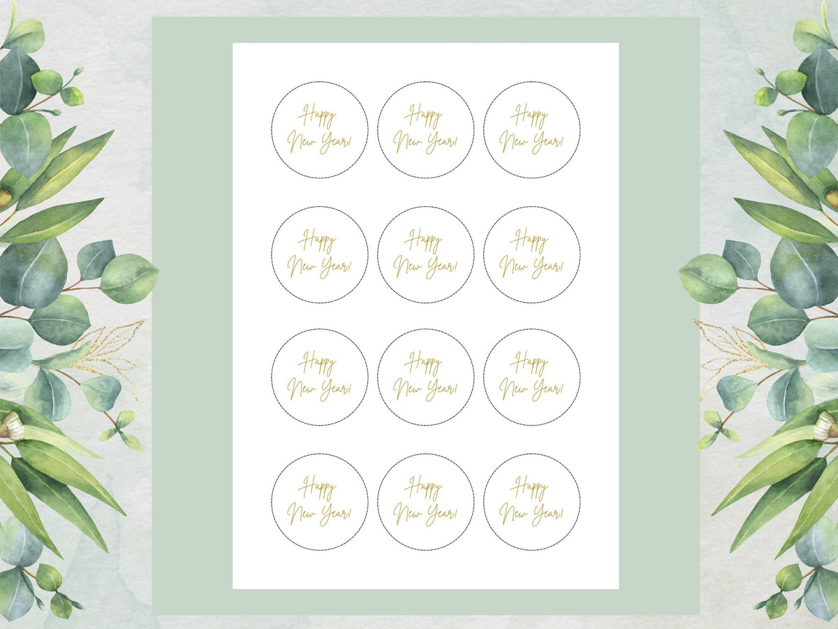Happy New Year Edible Cupcake Toppers – Pre-Cut 2"