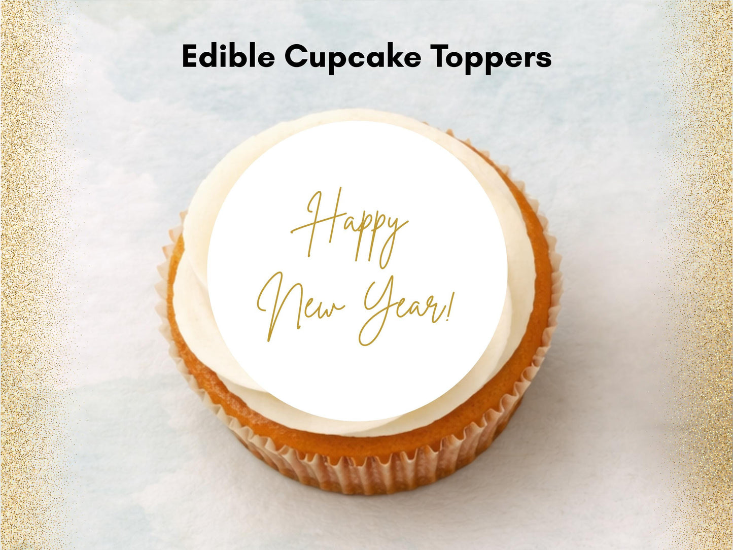 Happy New Year Edible Cupcake Toppers – Pre-Cut 2"