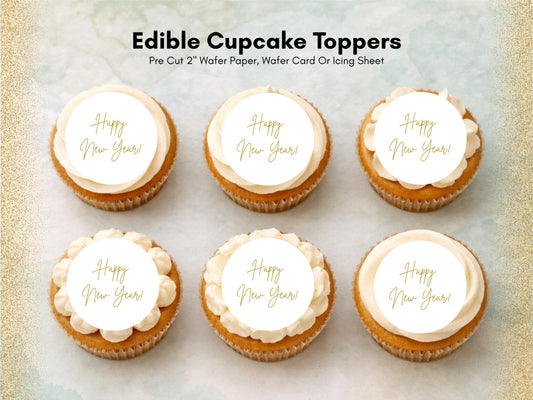 Happy New Year Edible Cupcake Toppers – Pre-Cut 2"