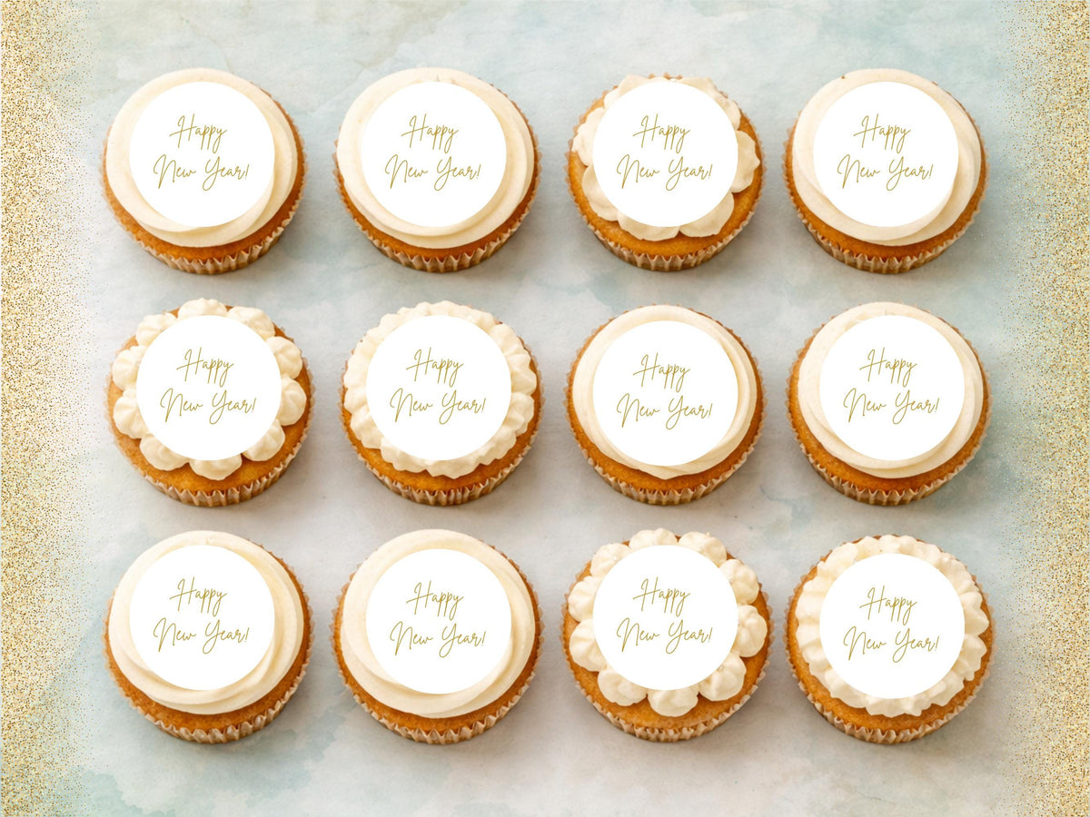 Happy New Year Edible Cupcake Toppers – Pre-Cut 2"