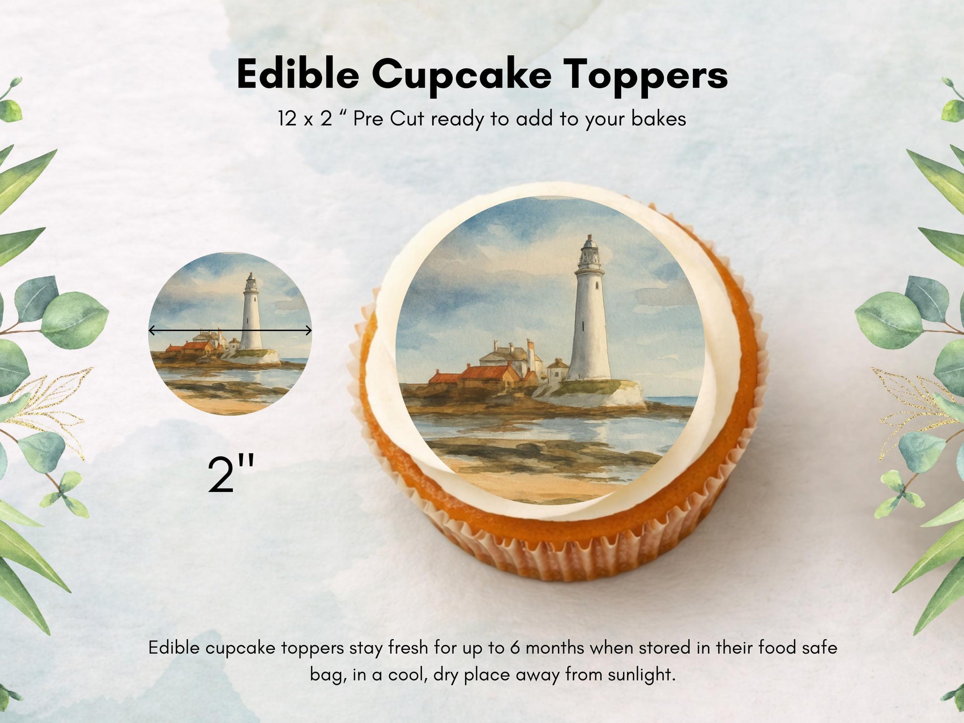 Lighthouse Cupcake Toppers – Coastal Cake Decorations (Pre-Cut)