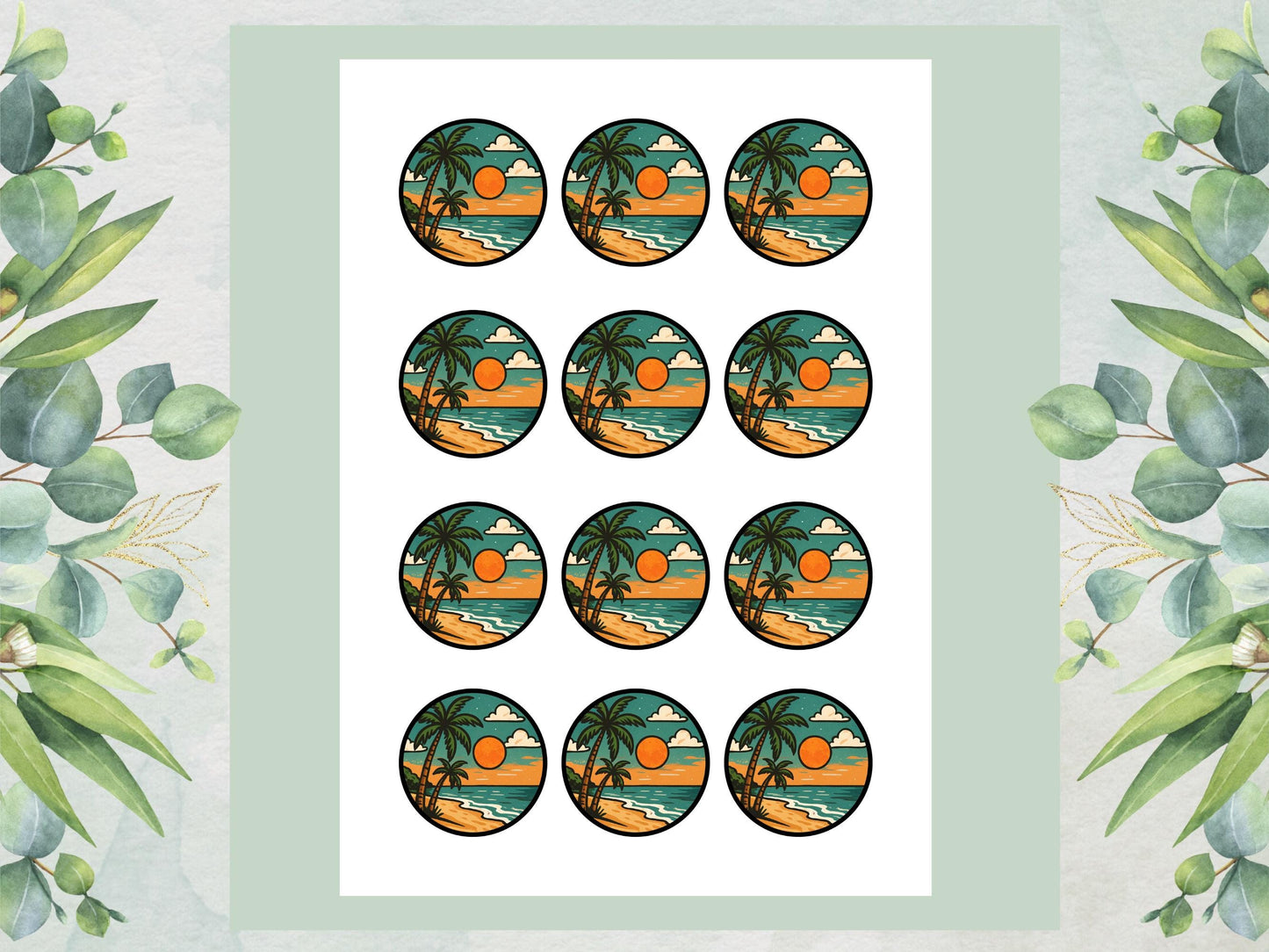 Tropical Beach Edible Cupcake Toppers – Coastal Cake Images
