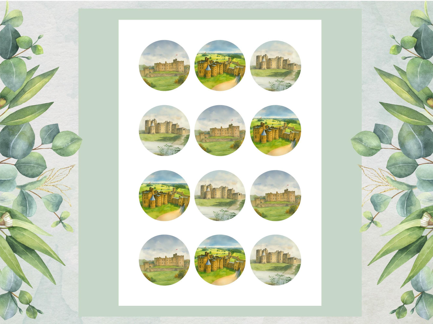 Alnwick Castle Edible Cupcake Toppers – Northumberland Landmark Cake Decor
