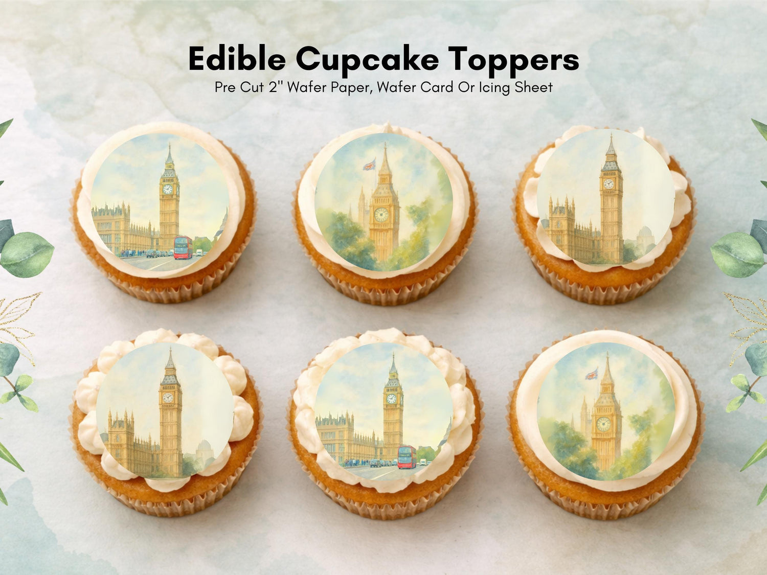 Big Ben Edible Cupcake Toppers – London Edible Cake Decoration
