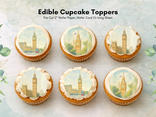 Big Ben Edible Cupcake Toppers – London Edible Cake Decoration