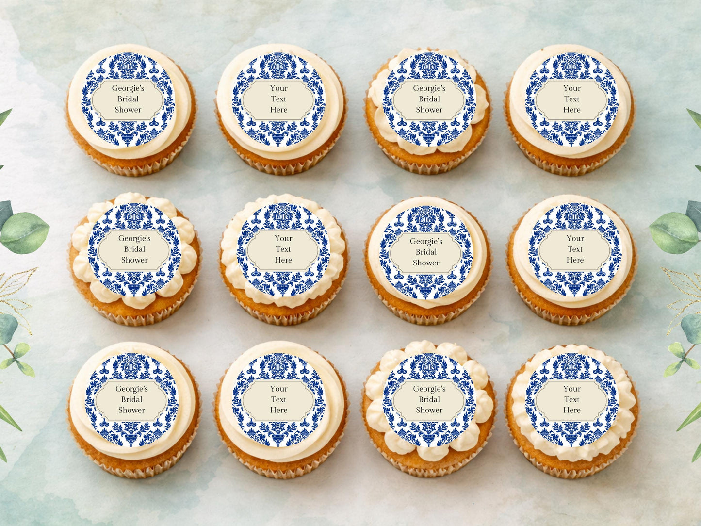 Personalized Edible Cupcake Toppers – Bridal Shower, Wedding Favors