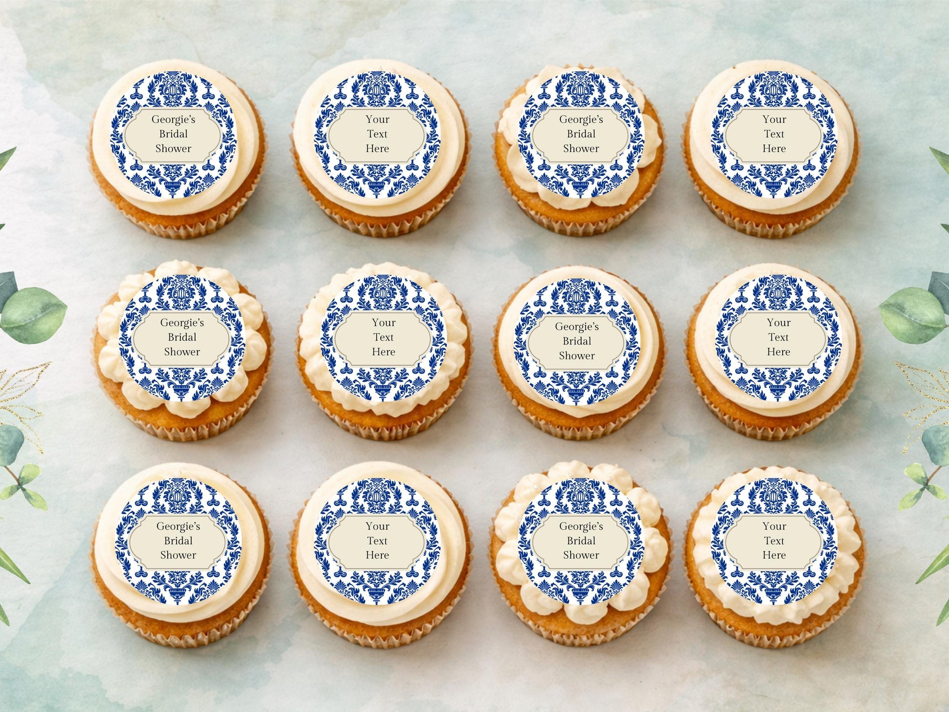 Personalized Edible Cupcake Toppers – Bridal Shower, Wedding Favors
