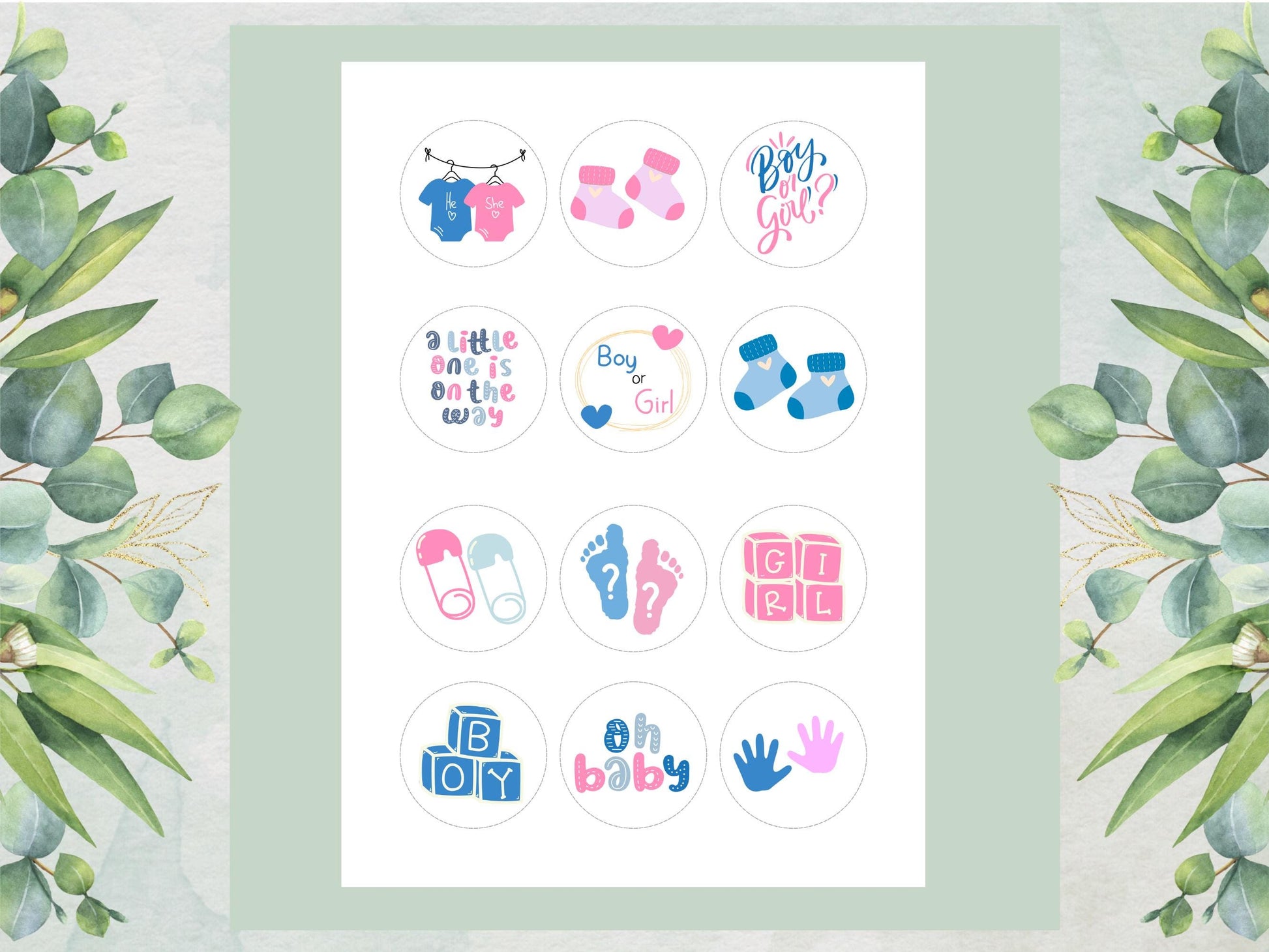 Pink & Blue Gender Reveal Cupcake Toppers – Edible 2" Decorations