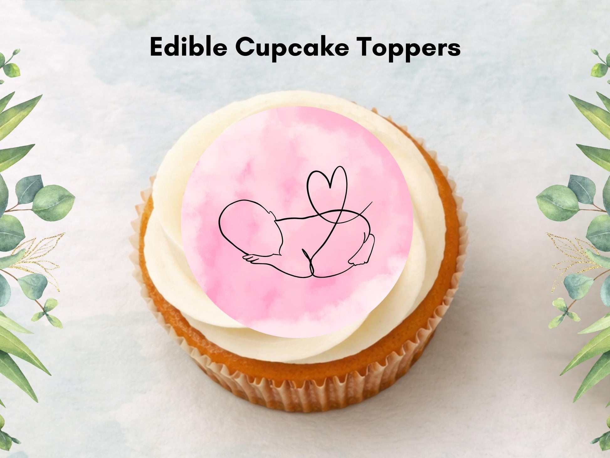 Personalized Pink Baby Shower Cupcake Toppers – Edible Decorations