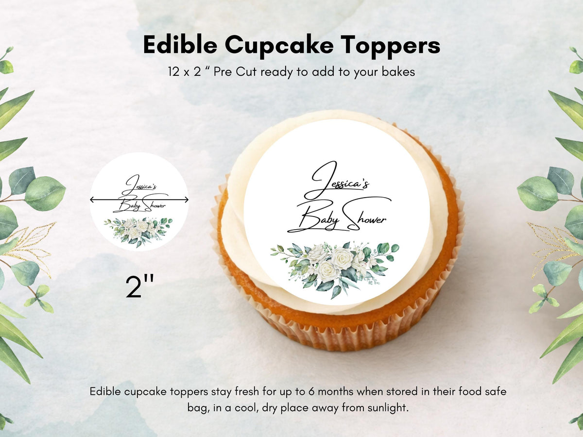 Personalised Edible Cupcake Toppers – Baby Shower Cake Decorations