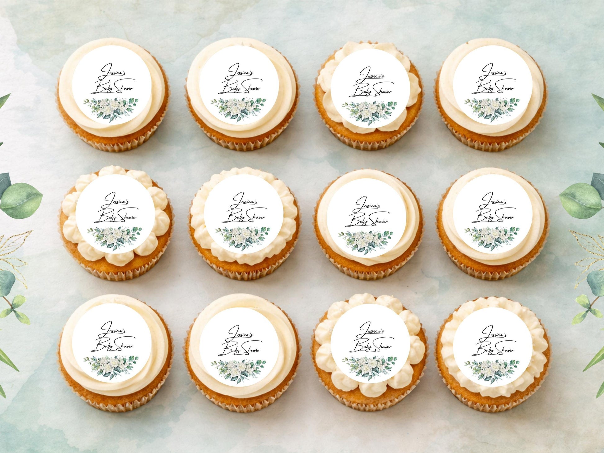 Personalised Edible Cupcake Toppers – Baby Shower Cake Decorations