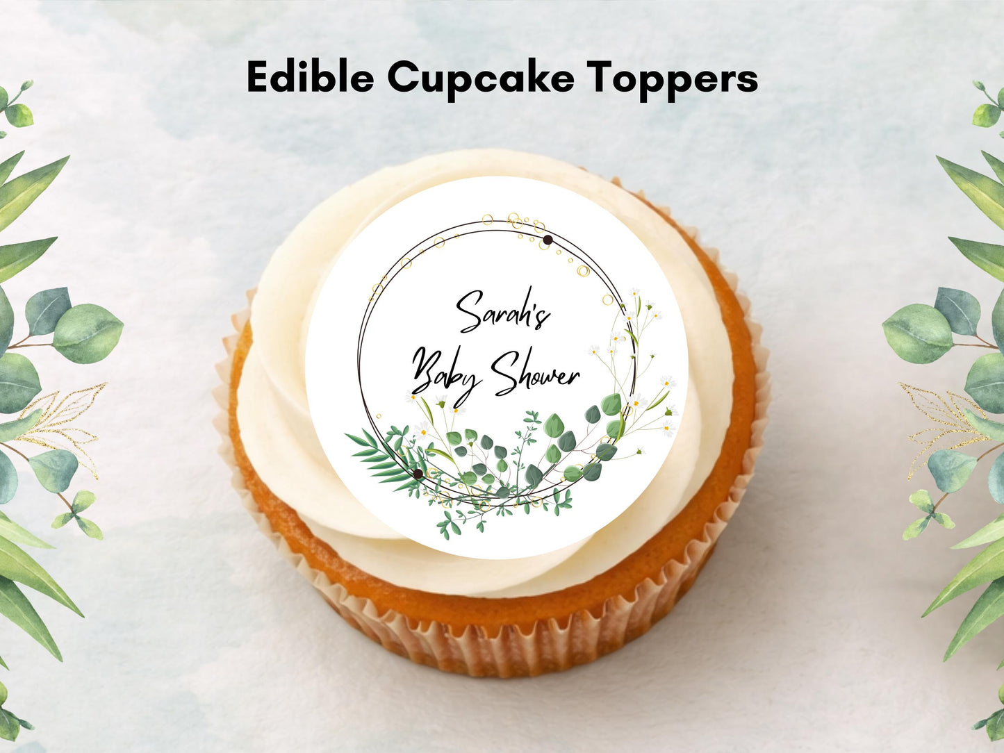 Personalised Edible Cupcake Toppers – Baby Shower Cake Decorations