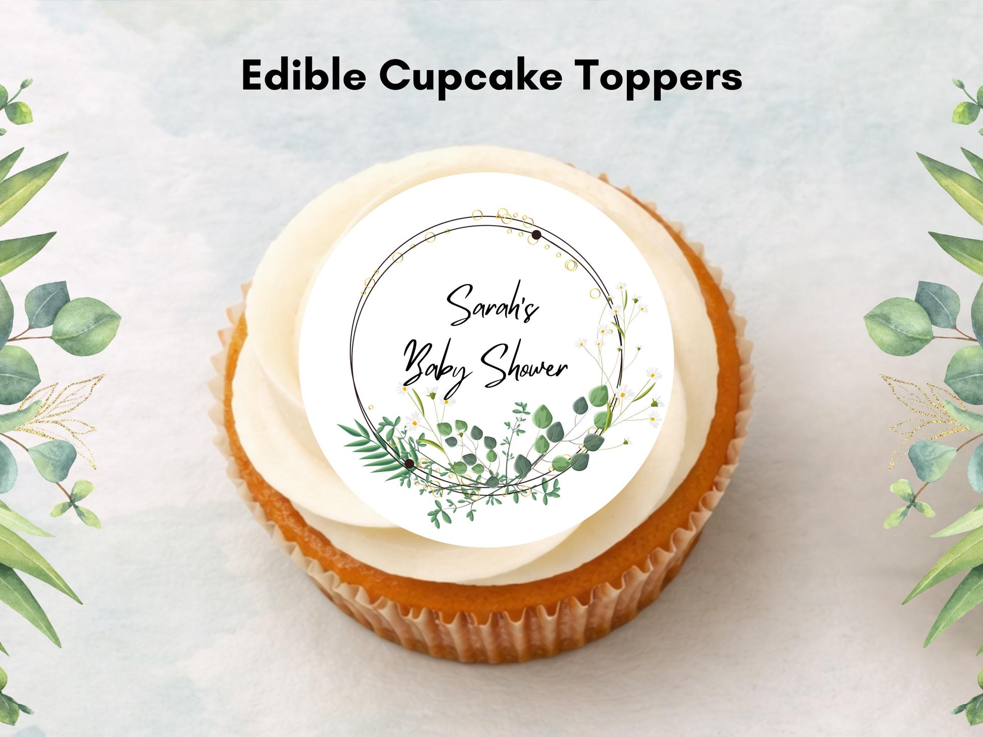 Personalised Edible Cupcake Toppers – Baby Shower Cake Decorations
