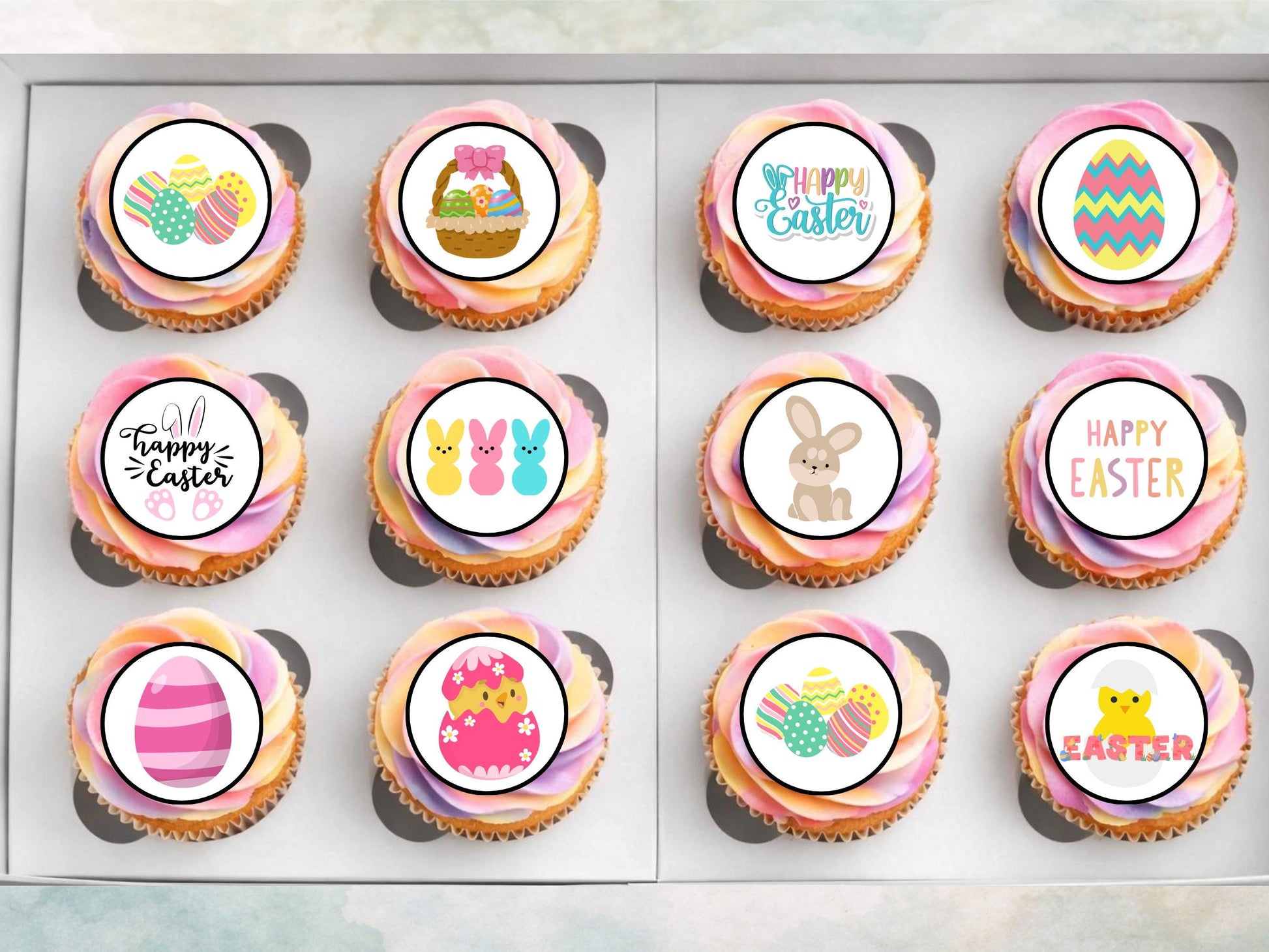 Easter Cupcake Toppers – Bunny, Chick & Egg, 2" Edible Decorations