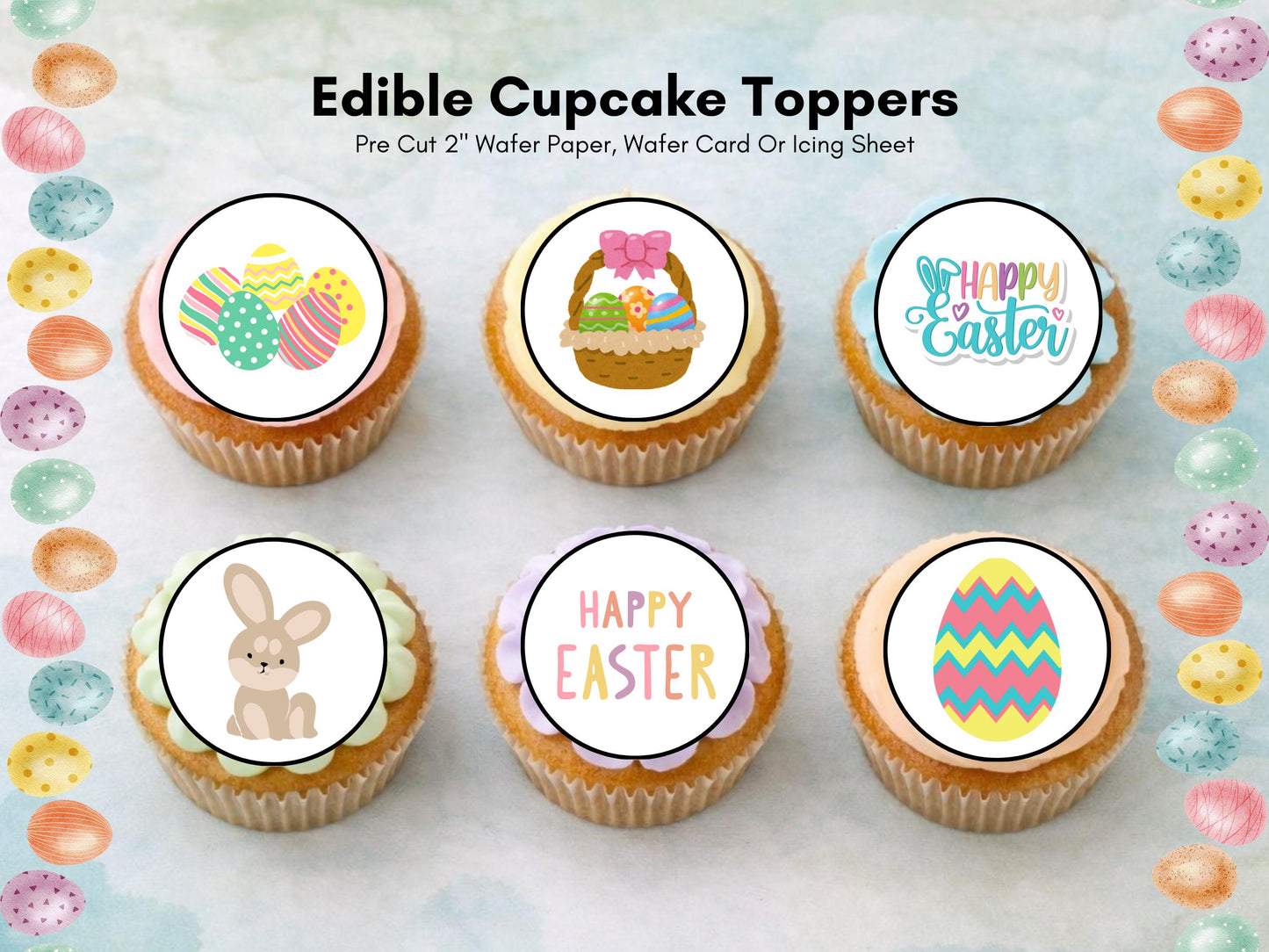 Easter Cupcake Toppers – Bunny, Chick & Egg, 2" Edible Decorations
