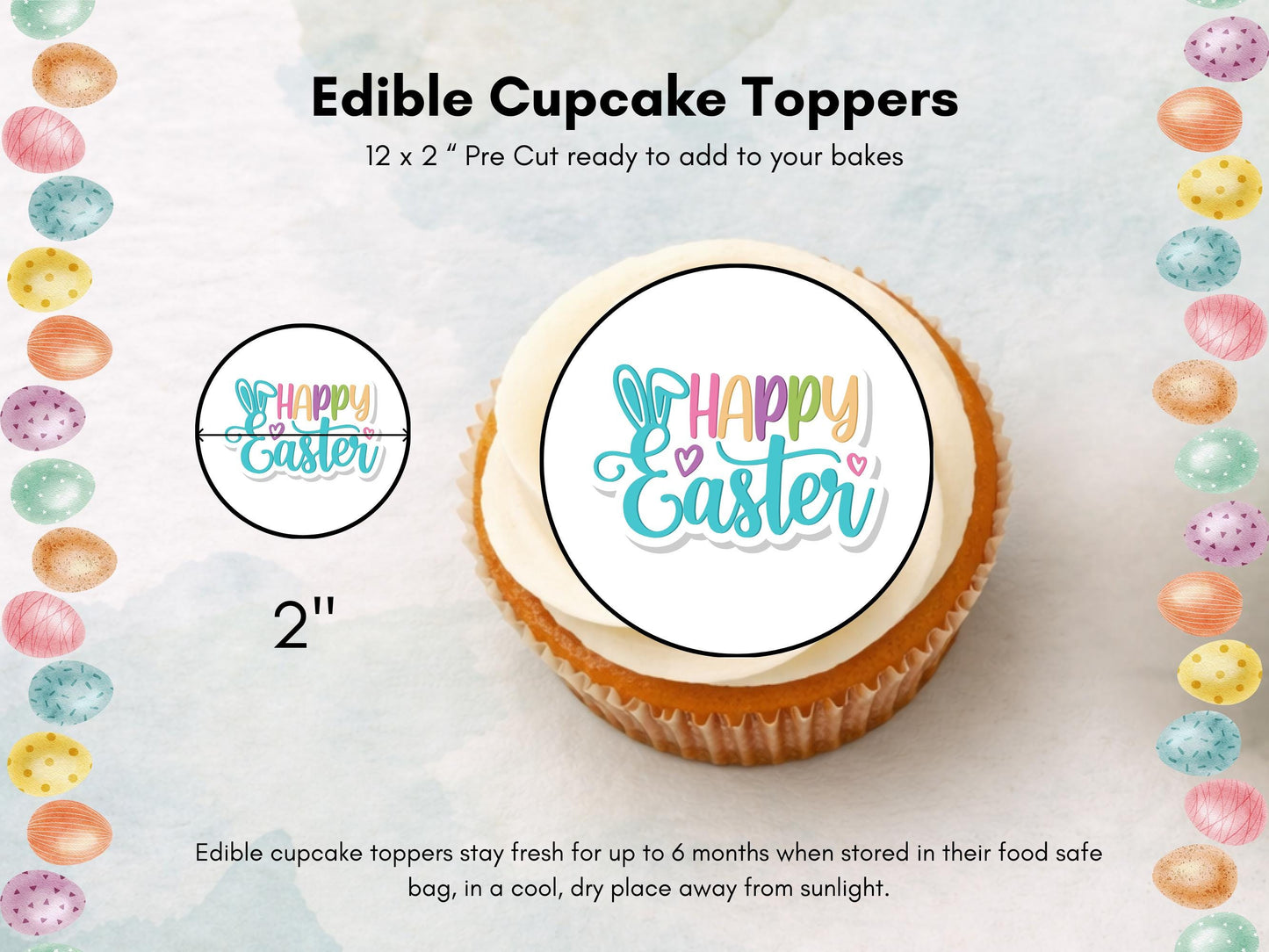 Easter Cupcake Toppers – Bunny, Chick & Egg, 2" Edible Decorations