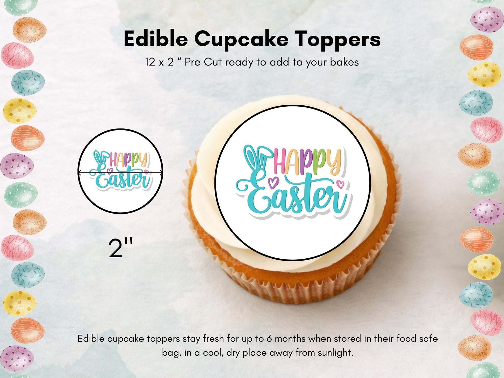 Easter Cupcake Toppers – Bunny, Chick & Egg, 2" Edible Decorations