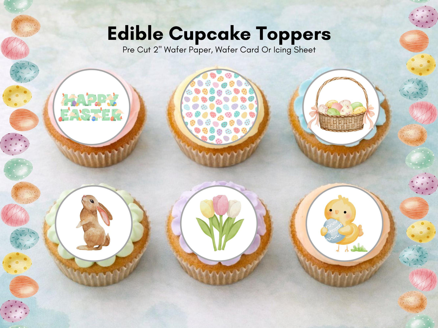 Easter Cupcake Toppers: Bunny, Chick & Egg - Edible Decorations