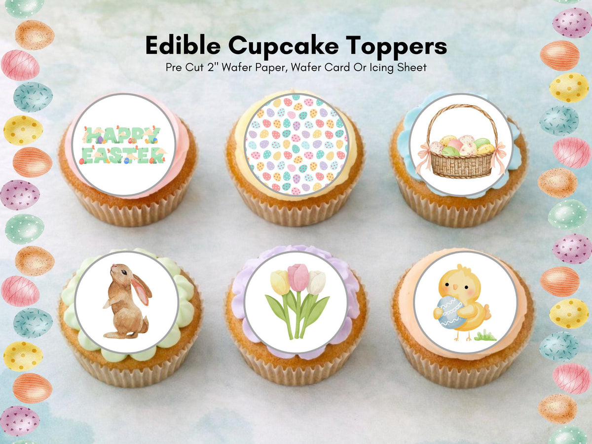 Easter Edible Cupcake Toppers: Bunny, Chick & Egg - Cake Decorations