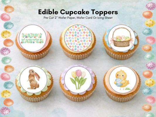 Easter Edible Cupcake Toppers: Bunny, Chick & Egg - Cake Decorations
