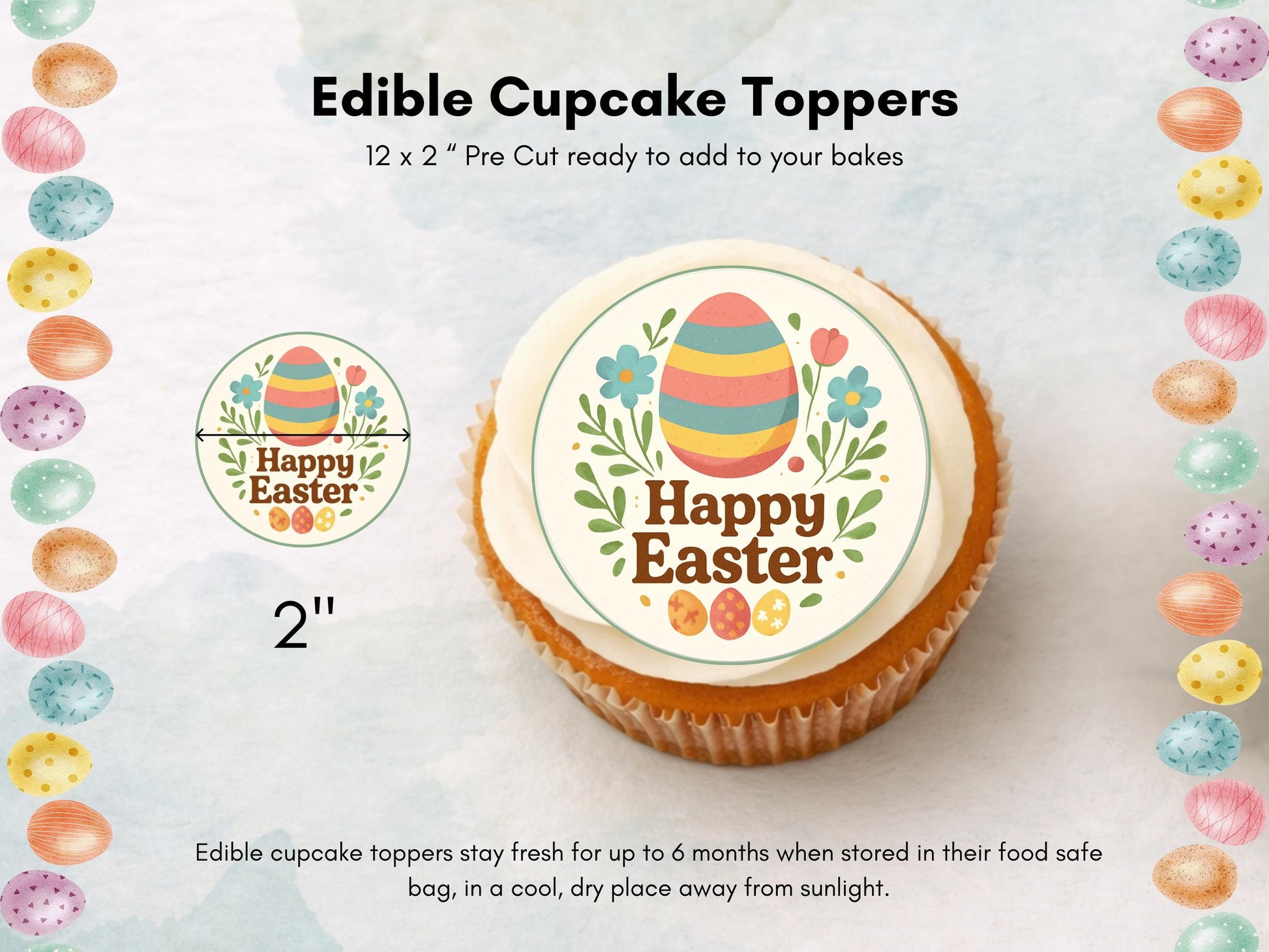Happy Easter Edible Cupcake Toppers – Easter Cake Decorations