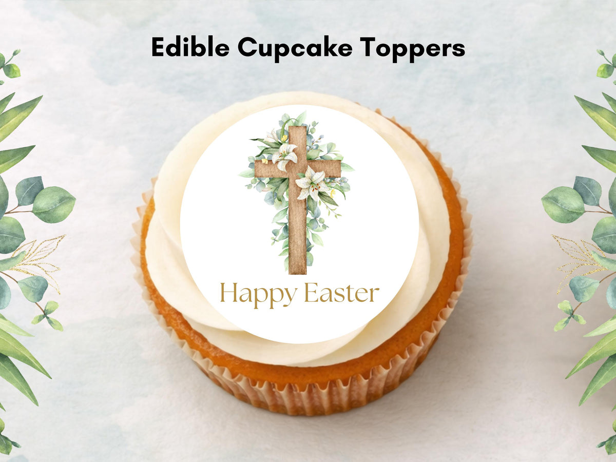 Easter Edible Cupcake Toppers – Religious Cake Decorations