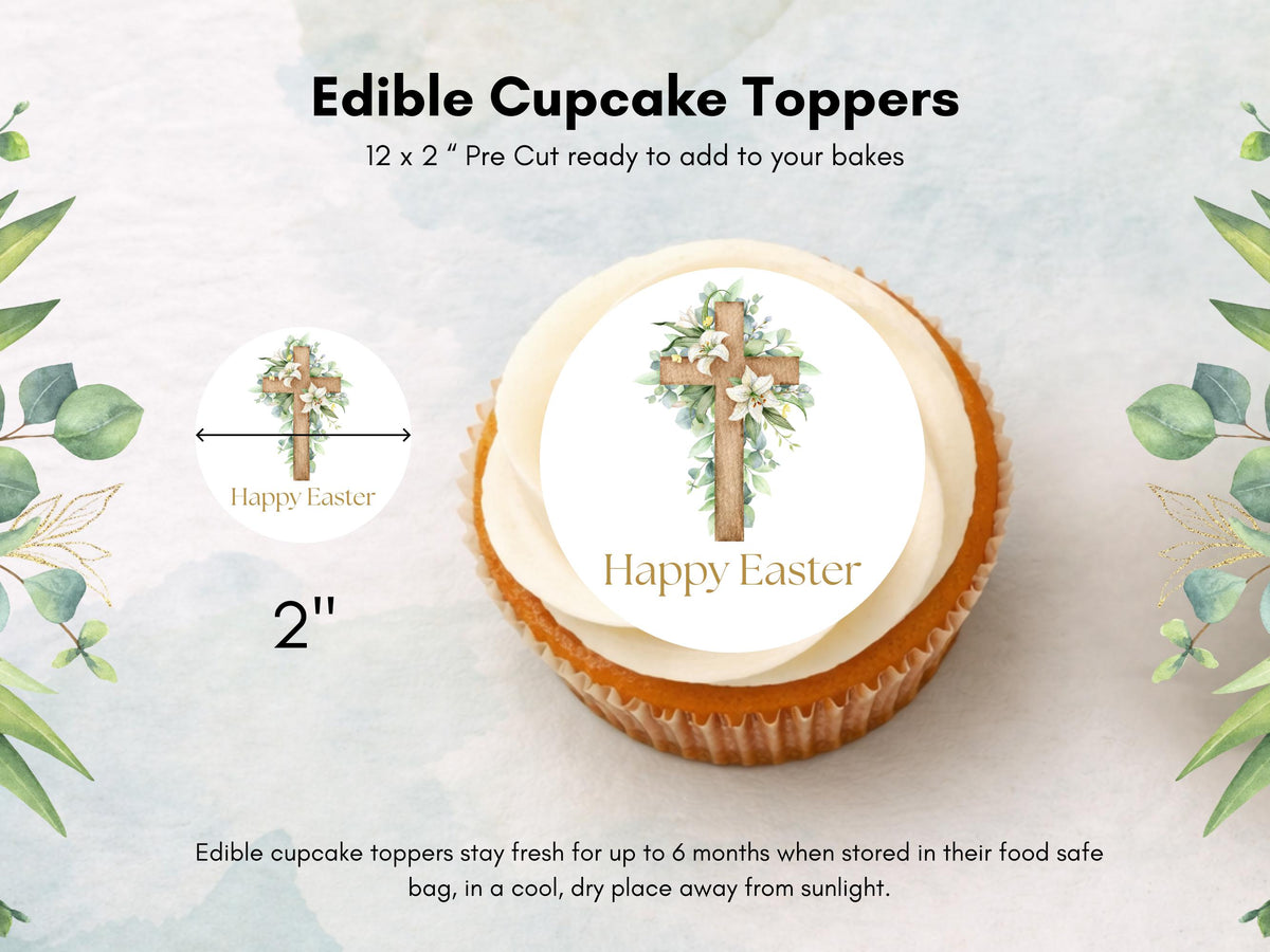 Easter Edible Cupcake Toppers – Religious Cake Decorations