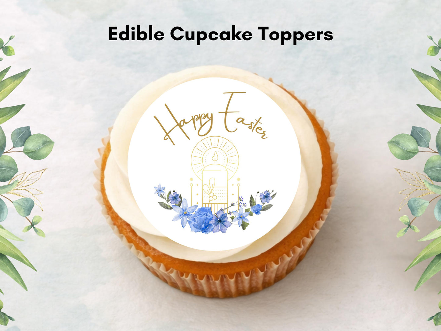 Happy Easter Edible Cupcake Toppers – Religious Cake Decorations
