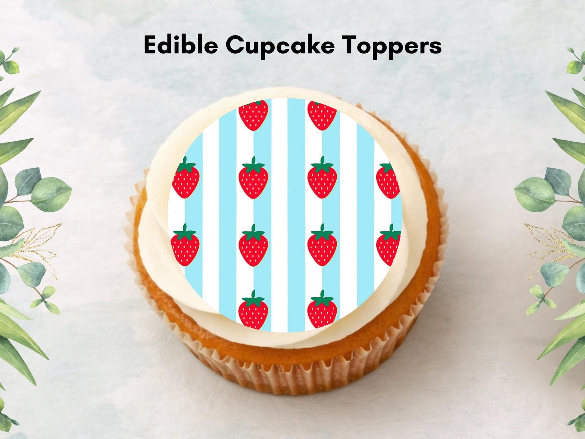 Strawberry Edible Cupcake Toppers – Birthday Cake Toppers.