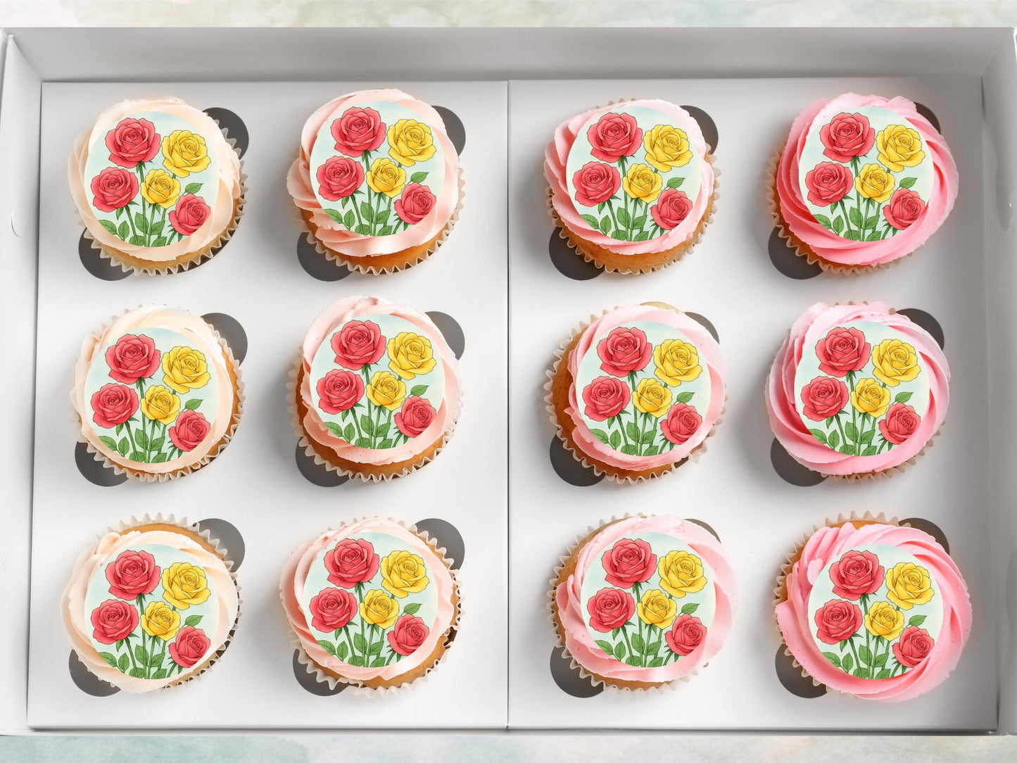 Rose Flower Edible Cupcake Toppers – Floral Cake Decoration